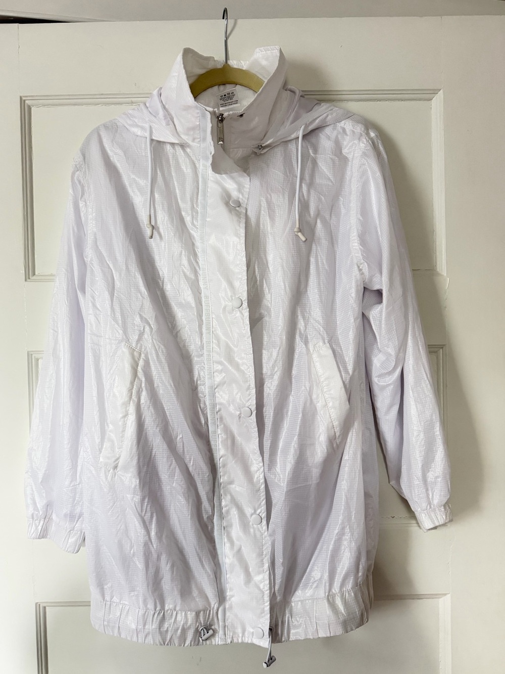 Buffbunny Collection White Hooded Windbreaker Jacket Size Small Detachable Hood